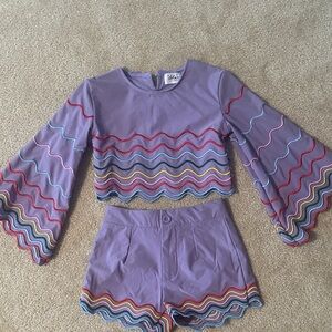 Lola + The Boys Purple Rainbow Kids Matching Set